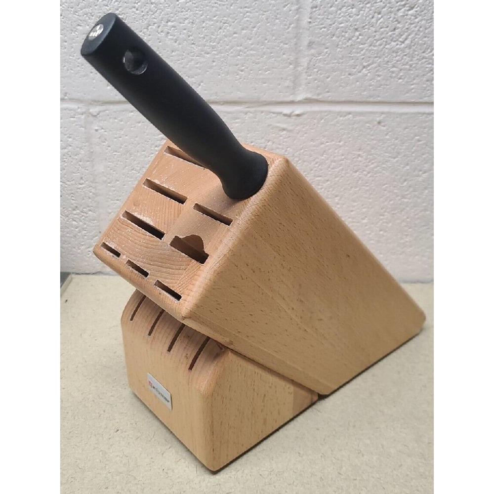 Wusthof 13 Slot Wooden Knife Block With Sharpener - Light Wood